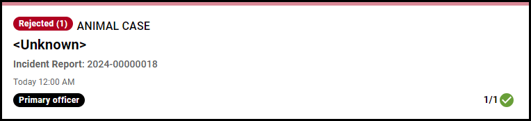 An image of a report card from the Home page that has a status of Rejected.